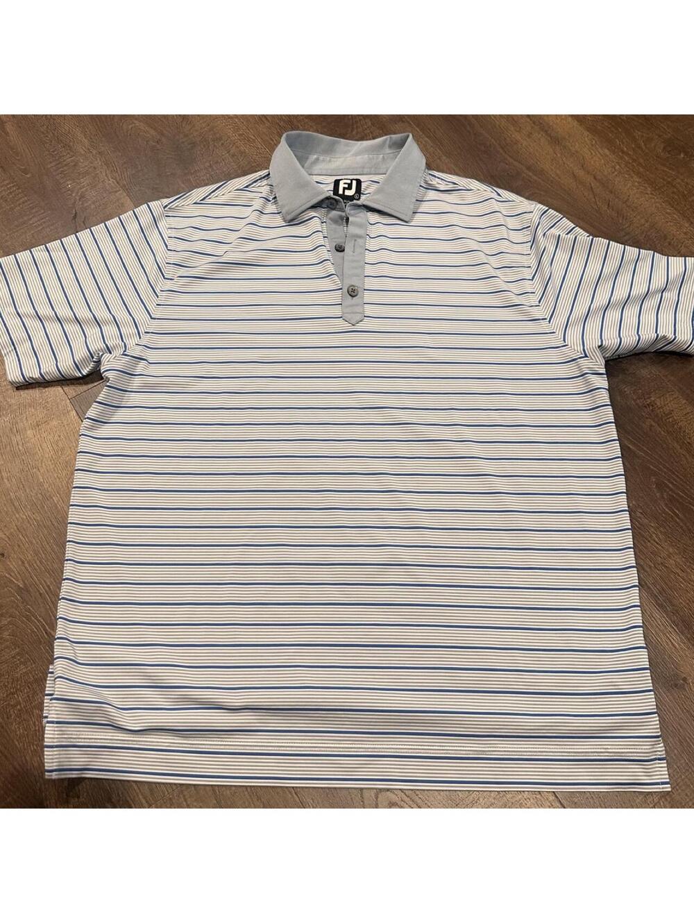 FootJoy Men's White and Blue Polo-shirt